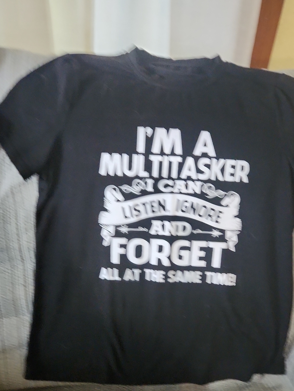Black Graphic Tee with White Multitasker Slogan
